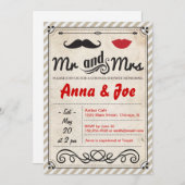 Invitation de douche de couples de moustache et de (Devant / Derrière)