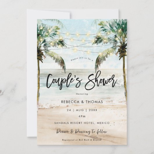 invitation de douche de couples de palmiers de pla (Devant)