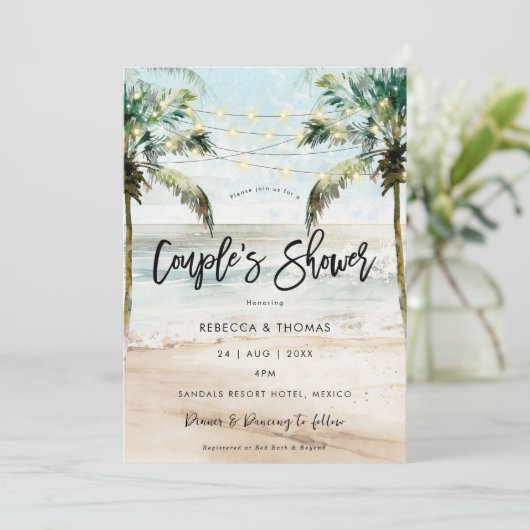 invitation de douche de couples de plage tropicale (Debout devant)