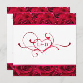 Invitation de douche de couples de roses blancs et (Devant / Derrière)