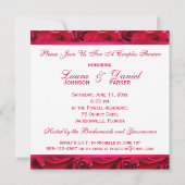 Invitation de douche de couples de roses blancs et (Dos)