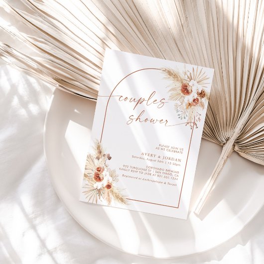Invitation de douche de couples d'herbe de Pampas 