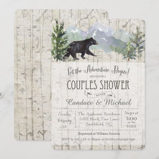 Invitation de douche de couples d'ours de début d' (Devant / Derrière)