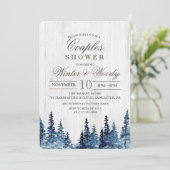 Invitation de douche de couples en bois rustique a (Debout devant)