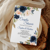 Invitation de douche de couples florale Bleu Navy
