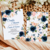 Invitation de douche de couples florale Bleu Navy