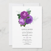 Invitation de douche de couples floraux violets et (Devant)