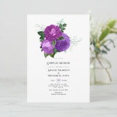 Invitation de douche de couples floraux violets et (Debout devant)