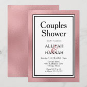 Invitation de douche de couples moderne en or rose (Devant / Derrière)