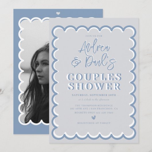 Invitation de douche de couples rétro (Devant / Derrière)
