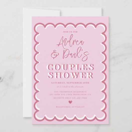 Invitation de douche de couples rétro (Devant)