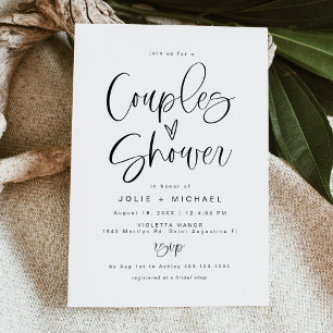 Invitation de douche de couples, typographie fanta