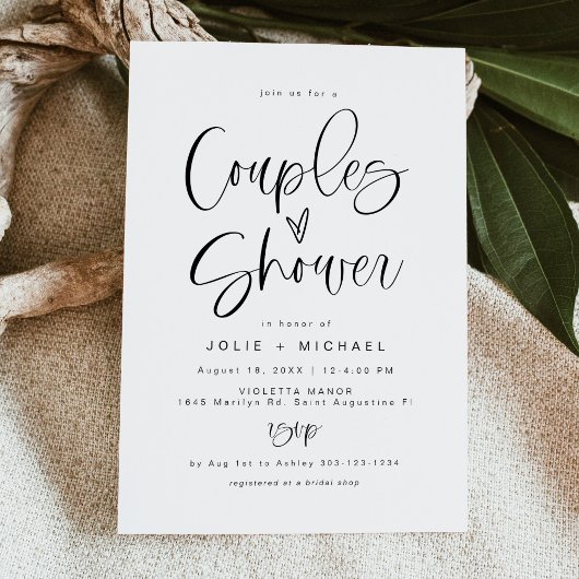 Invitation de douche de couples, typographie fanta