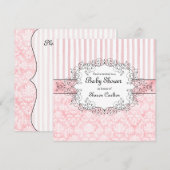 Invitation de douche de damassé et de bébé de (Devant / Derrière)