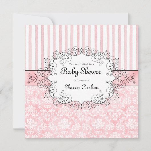 Invitation de douche de damassé et de bébé de (Devant)