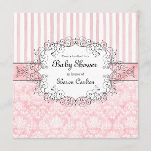 Invitation de douche de damassé et de bébé de