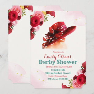 Invitation de douche de Derby Floral Chapeau Aquar
