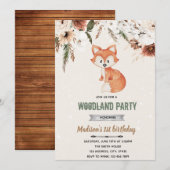 Invitation de douche de fleurs de renard boho (Devant / Derrière)