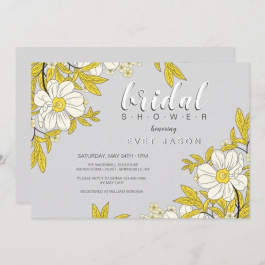 Invitation de douche de fleurs de renoncule (Devant / Derrière)