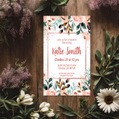 Invitation de douche de fleurs sauvages en or rose