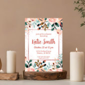 Invitation de douche de fleurs sauvages en or rose