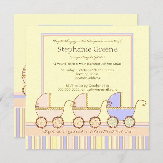 Invitation de douche de garçon de filles de (Devant / Derrière)