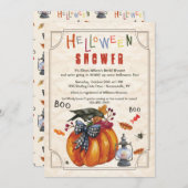Invitation de douche de Halloween de citrouille et (Devant / Derrière)