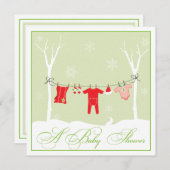 Invitation de douche de la corde à  linge | (Devant / Derrière)