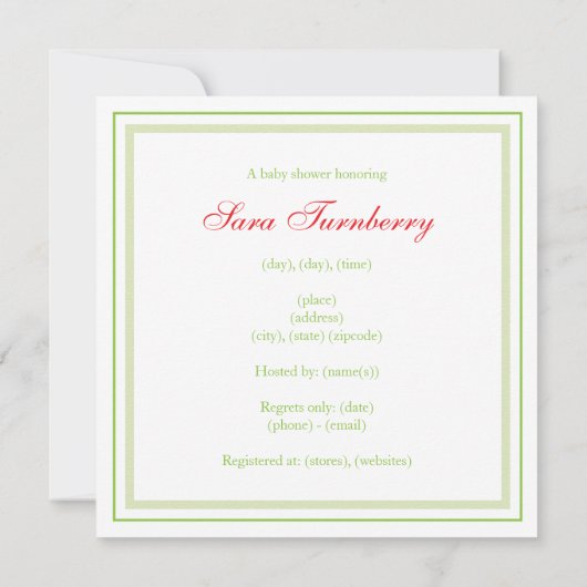 Invitation de douche de la corde à  linge | (Dos)