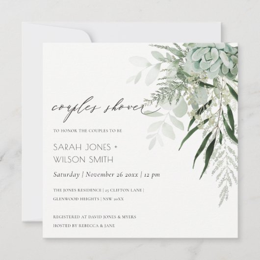 Invitation de douche de la fougère succulente de c (Devant)