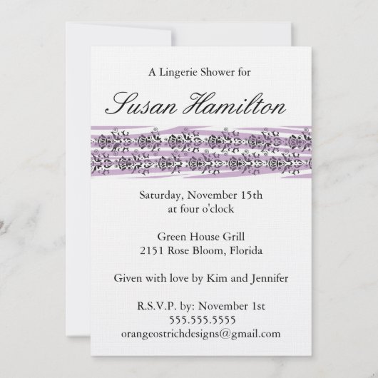 Invitation de douche de lingerie (Dos)