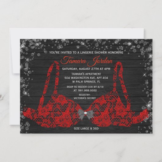 Invitation de douche de lingerie en dentelle rouge (Devant)
