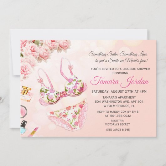 Invitation de douche de lingerie florale (Devant)