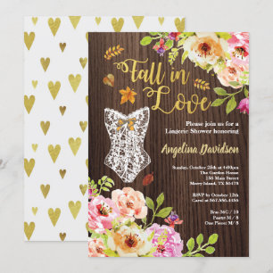 Invitation de douche de lingerie Tomber en amour. 