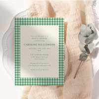 Invitation de douche de mariage à carreaux verts d