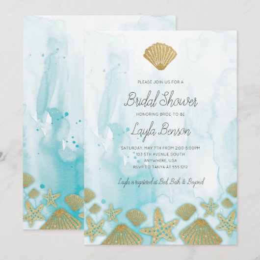 Invitation de douche de mariage à la plage (Devant / Derrière)