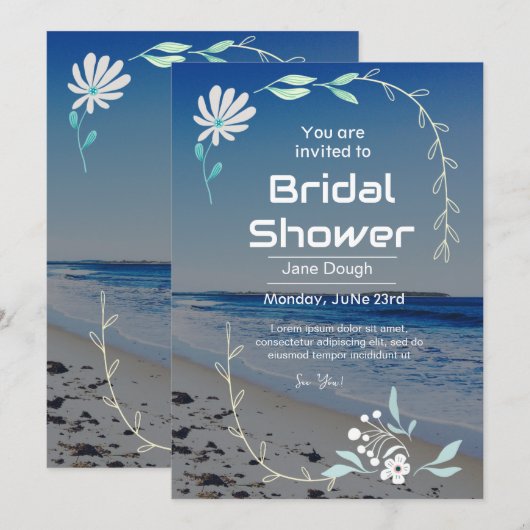 Invitation de douche de mariage à la plage (Devant / Derrière)