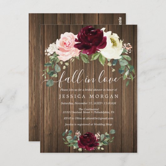 Invitation de douche de mariage à l'automne (Devant / Derrière)