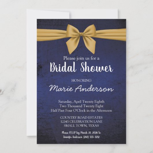 Invitation de douche de mariage arc-en-ciel or ble (Devant)