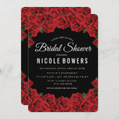 Invitation de douche de mariage aux roses rouges r (Devant / Derrière)