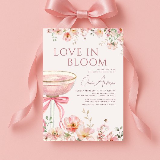 Invitation de douche de mariage Champagne Rose en