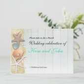 Invitation de douche de mariage de plage de bois d (Debout devant)