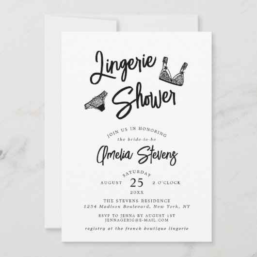 Invitation de douche de mariage de script de bross (Devant)
