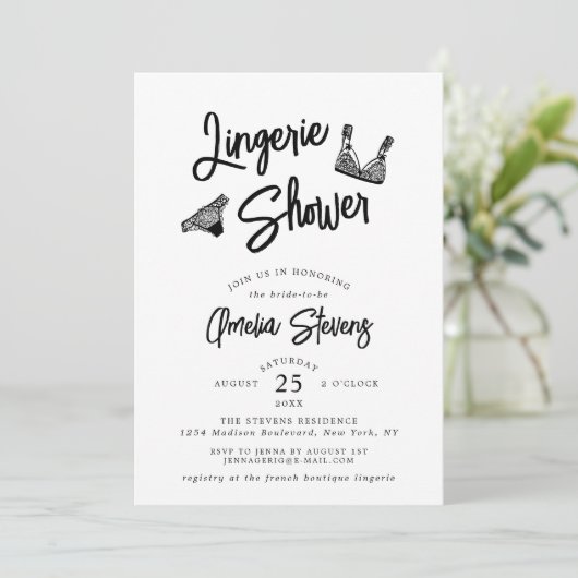 Invitation de douche de mariage de script de bross (Debout devant)