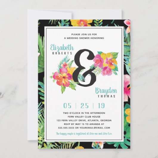 Invitation de douche de mariage floral, Tropical (Devant)