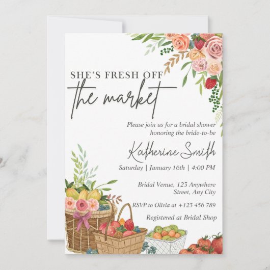Invitation de douche de mariage Fresh Off The Mark (Devant)
