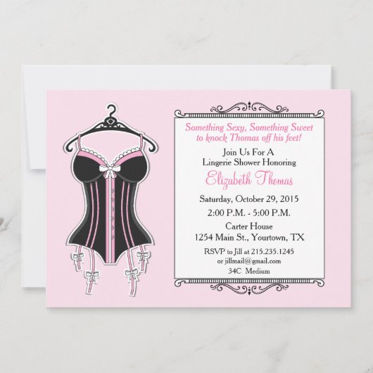 Invitation de douche de mariage lingerie (Devant)