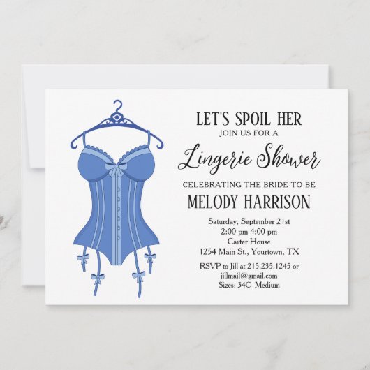 Invitation de douche de mariage lingerie sassy ble (Devant)