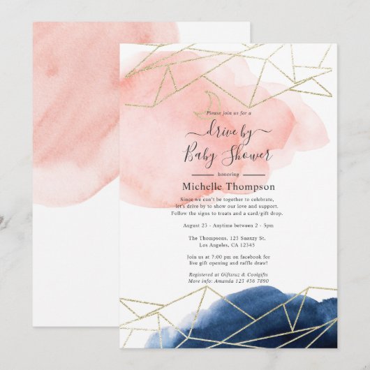 Invitation de douche de mariage ou de bébé à trave (Devant / Derrière)