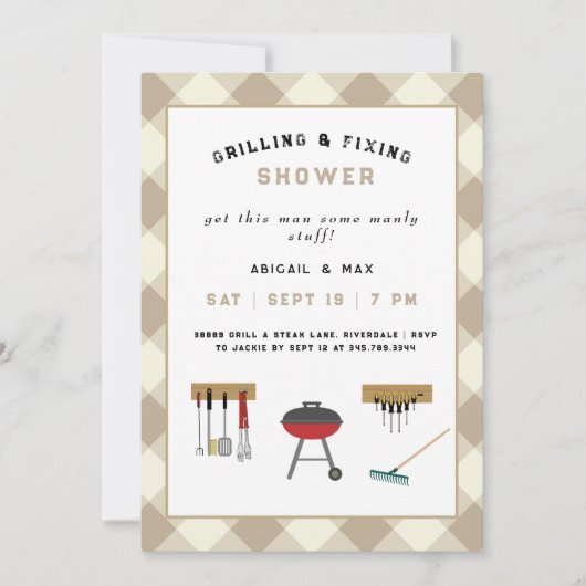 Invitation de douche de mariage pour couples Grill (Devant)